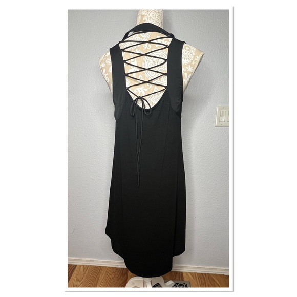 Miss Me Black Knit Shift with Lace Up Back, Fully Lined, Sz M - Picture 6 of 9